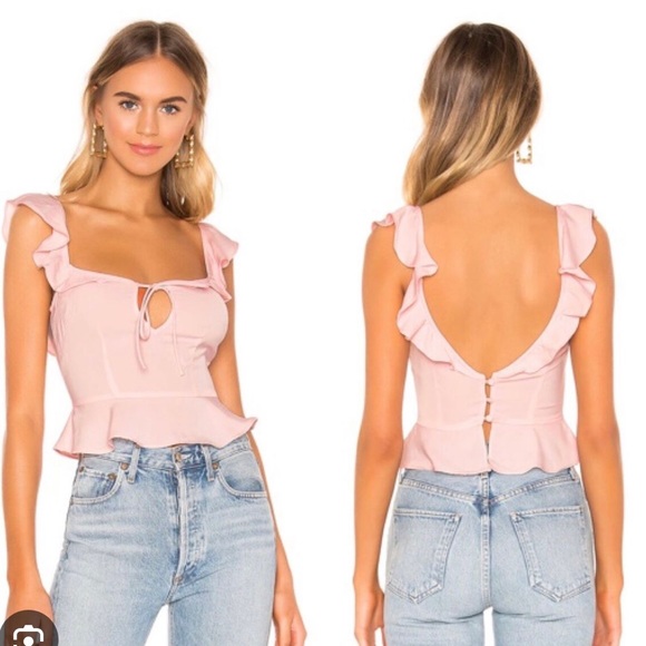 Superdown 2pc, ruffle wrap skirt, ruffle tie top, pink, XS, NWT - Picture 13 of 13